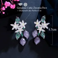 1 Pair Elegant Lady Irregular Plant Flower Plating Inlay Copper Zircon Rhodium Plated Silver Plated Drop Earrings main image 9