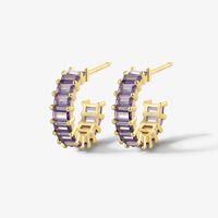 1 Pair Simple Style Shiny C Shape Plating Inlay Sterling Silver Zircon 18k Gold Plated Rhodium Plated Ear Studs sku image 11