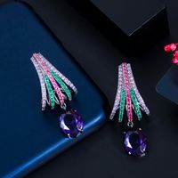 1 Pair Glam Geometric Plating Inlay Copper Zircon Drop Earrings main image 7