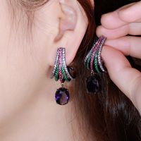 1 Pair Glam Geometric Plating Inlay Copper Zircon Drop Earrings main image 1