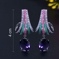 1 Pair Glam Geometric Plating Inlay Copper Zircon Drop Earrings main image 2