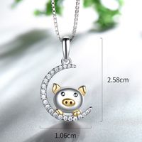 Elegant Princess Simple Style Moon Pig Sterling Silver Plating Inlay Zircon White Gold Plated Pendant Necklace main image 2