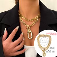 Vintage Style Geometric Solid Color Ccb Alloy Aluminum Plating Chain Women's Pendant Necklace sku image 3