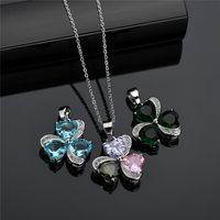 Glam Shamrock Heart Shape Copper Alloy Plating Inlay Artificial Crystal Zircon White Gold Plated Women's Pendant Necklace main image 1