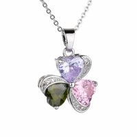 Glam Shamrock Heart Shape Copper Alloy Plating Inlay Artificial Crystal Zircon White Gold Plated Women's Pendant Necklace main image 6