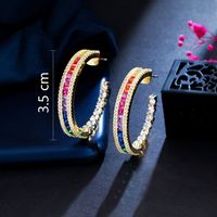 1 Pair Rock Ethnic Style Semicircle Plating Inlay Copper Zircon 14k Gold Plated Rhodium Plated Ear Studs main image 2