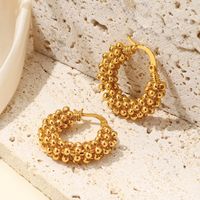 1 Pair Simple Style Geometric Beaded Plating Copper Earrings sku image 1