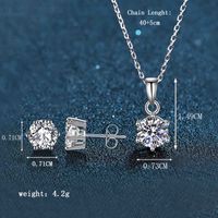 Elegant Luxurious Round Sterling Silver Inlay Zircon Women's Earrings Necklace main image 2