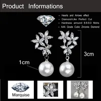 1 Pair Elegant Romantic Solid Color Snowflake Plating Inlay Copper Artificial Pearls Zircon Rhodium Plated Silver Plated Drop Earrings main image 9