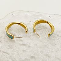 1 Pair Casual Simple Style Commute C Shape Enamel Plating 304 Stainless Steel 14K Gold Plated Ear Studs main image 3