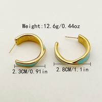 1 Pair Casual Simple Style Commute C Shape Enamel Plating 304 Stainless Steel 14K Gold Plated Ear Studs main image 2