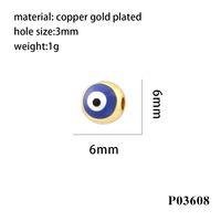 1 Piece Diameter 6 Mm Hole 3~3.9mm Copper Devil's Eye Beads main image 7