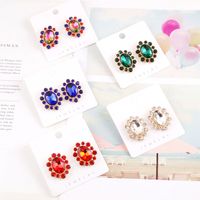 1 Pair Luxurious Shiny Oval Plating Inlay Stainless Steel Alloy Crystal Rhinestones Ear Studs main image 1