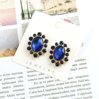 1 Pair Luxurious Shiny Oval Plating Inlay Stainless Steel Alloy Crystal Rhinestones Ear Studs main image 4