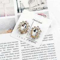 1 Par Lujoso Brillante Oval Enchapado Embutido Acero Inoxidable Aleación Cristal Diamantes De Imitación Pendientes sku image 1