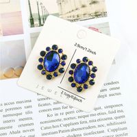 1 Pair Luxurious Shiny Oval Plating Inlay Stainless Steel Alloy Crystal Rhinestones Ear Studs sku image 4