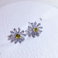 1 Pair Simple Style Daisy Plating Inlay Copper Zircon 18k Gold Plated Ear Studs main image 7