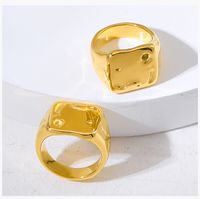 304 Stainless Steel 18K Gold Plated Retro Irregular Plating Geometric Solid Color Rings main image 5