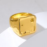 304 Stainless Steel 18K Gold Plated Retro Irregular Plating Geometric Solid Color Rings main image 1