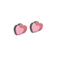 1 Pair Cartoon Style Geometric Heart Shape Flower Handmade Wood Ear Studs main image 3