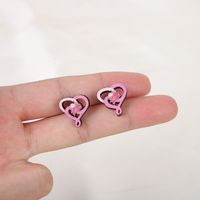 1 Pair Cartoon Style Geometric Heart Shape Flower Handmade Wood Ear Studs sku image 4