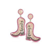 1 Pair Ig Style Letter Boots Inlay Alloy Rhinestones Pearl Drop Earrings sku image 5