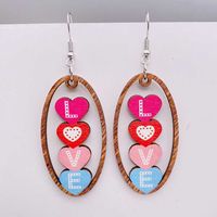 1 Pair Sweet Paw Print Heart Shape Wood Ear Hook main image 5