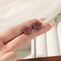 1 Pair Cartoon Style Letter Heart Shape Flower Wood Ear Studs sku image 6