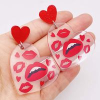 1 Pair Casual Lady Lips Heart Shape Arylic Drop Earrings main image 1