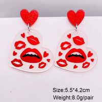 1 Pair Casual Lady Lips Heart Shape Arylic Drop Earrings sku image 4