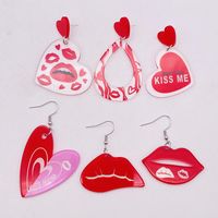 1 Pair Casual Lady Lips Heart Shape Arylic Drop Earrings main image 4