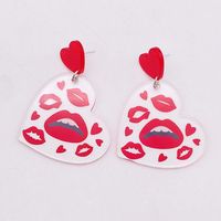 1 Pair Casual Lady Lips Heart Shape Arylic Drop Earrings main image 3
