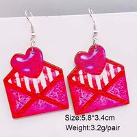 1 Pair Lady Streetwear Geometric Heart Shape Wood Earrings main image 4