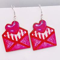 1 Pair Lady Streetwear Geometric Heart Shape Wood Earrings sku image 2