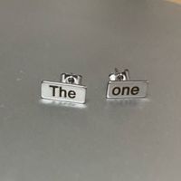 1 Pair Ig Style Simple Style Letter Flower Rectangle Plating Stainless Steel Ear Studs main image 5