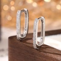 1 Pair Glam Luxurious U Shape Plating Inlay Sterling Silver Zircon 18k Gold Plated White Gold Plated Earrings main image 4