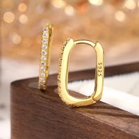 1 Pair Glam Luxurious U Shape Plating Inlay Sterling Silver Zircon 18k Gold Plated White Gold Plated Earrings main image 5