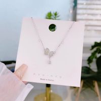 Elegant Simple Style Butterfly Sterling Silver Plating Inlay Hetian Jade Zircon Rhodium Plated Necklace main image 1
