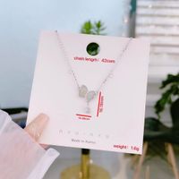 Elegant Simple Style Butterfly Sterling Silver Plating Inlay Hetian Jade Zircon Rhodium Plated Necklace main image 2
