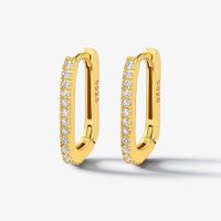1 Pair Glam Luxurious U Shape Plating Inlay Sterling Silver Zircon 18k Gold Plated White Gold Plated Earrings sku image 2