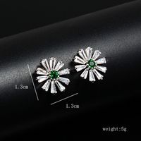 1 Pair Simple Style Daisy Plating Inlay Copper Zircon 18k Gold Plated Ear Studs sku image 2