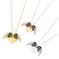Lady Modern Style Streetwear Heart Shape Wings Stainless Steel Plating Inlay Rhinestones Pendant Necklace main image 5