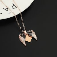Lady Modern Style Streetwear Heart Shape Wings Stainless Steel Plating Inlay Rhinestones Pendant Necklace main image 3