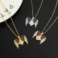 Lady Modern Style Streetwear Heart Shape Wings Stainless Steel Plating Inlay Rhinestones Pendant Necklace main image 4