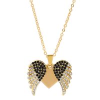 Lady Modern Style Streetwear Heart Shape Wings Stainless Steel Plating Inlay Rhinestones Pendant Necklace sku image 1