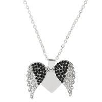 Lady Modern Style Streetwear Heart Shape Wings Stainless Steel Plating Inlay Rhinestones Pendant Necklace sku image 3