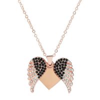 Lady Modern Style Streetwear Heart Shape Wings Stainless Steel Plating Inlay Rhinestones Pendant Necklace sku image 2