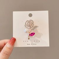 Fashion Flower Alloy Plating Inlay Artificial Gemstones Pearl Women's Brooches sku image 12