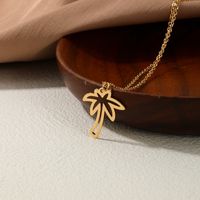 Ig Style Sweet Simple Style Coconut Tree Alloy Hollow Out Women's Pendant Necklace main image 3