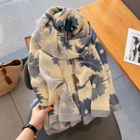 Women's Elegant Sweet Flower Cotton And Linen Printing Silk Scarf main image 1